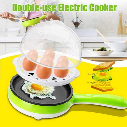 Electric Non Stick Fry pan Egg Boiler Egg Cooker,Multifunctional Egg Boiler and Pizza Frying pan,2 in 1 Handle Single Layer Egg Boiler,2 in 1 Handle Single Egg Boiler