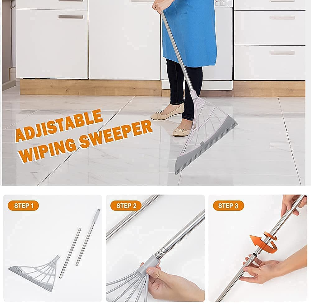 Magic Broom Silicon Floor Wiper 180 Degree Rotating Squeegee Broom for Cleaning Silicon Rubber Floor Scrubber for Home Garage Bathroom Tile Marble Glass Window Cleaning