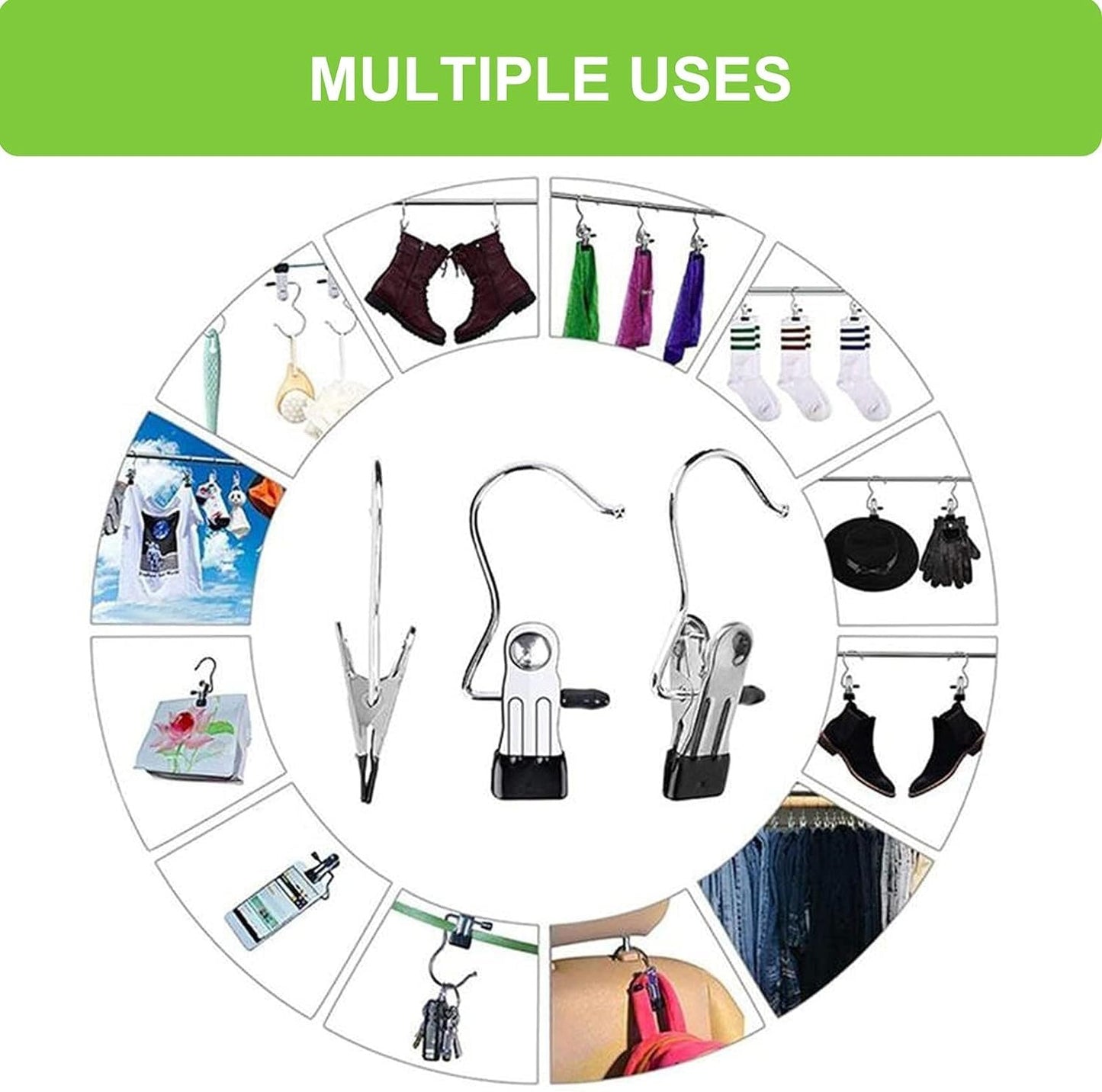 Laundry Hook Boot Hanging Hold Clips Portable Hanging Clothes Pins Hanging Hooks Stainless Steel Home Travel Hangers Heavy Duty Organizer Pants Shoes Clip