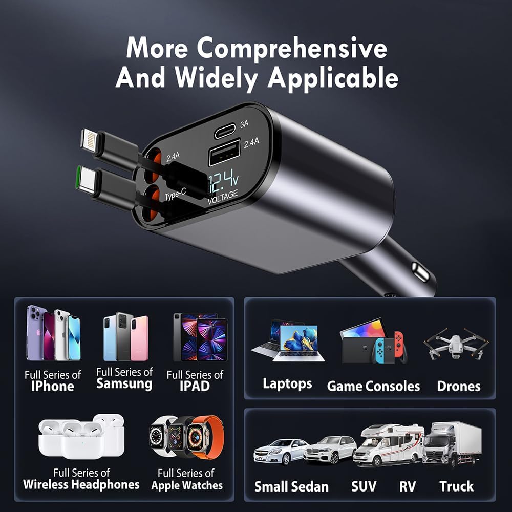 100W 4 in 1 Super Fast Charge Car Phone Charger