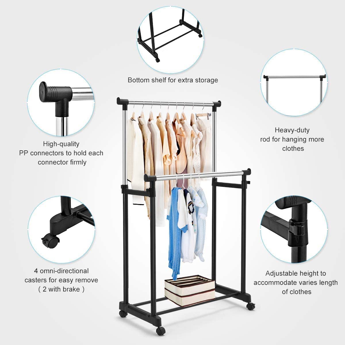 STAINLESS STEEL DOUBLE POLE CLOTH DRYING STAND