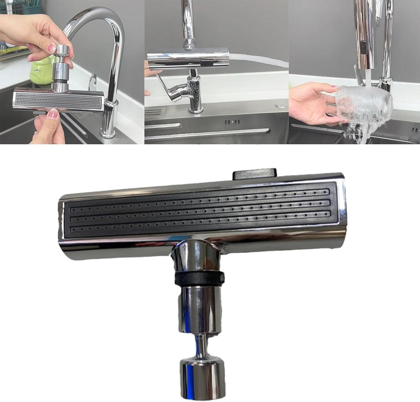 3 in 1 360° Swivelling Waterfall Kitchen Tap with Pull Down Sprayer Fauset