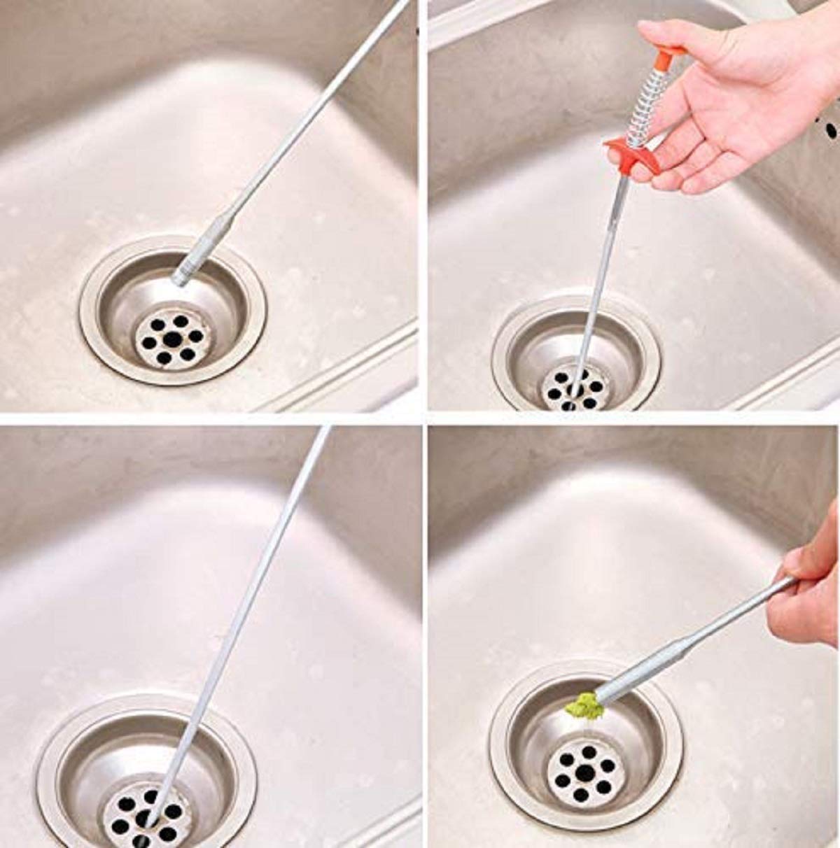 Sink Cleaning Pipe Drain Cleaner Hair Catcher Wire for Kitchen Drainer Spring Stick Strainer Cleaning Tool (1 Pcs) - 60 cm