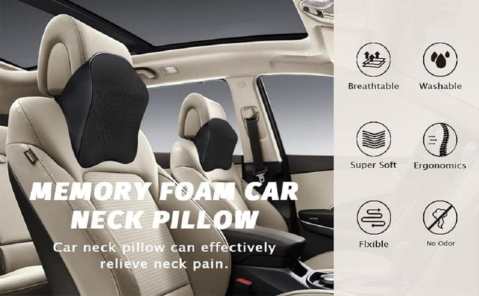 MEMORY FOAM CAR NECK PILLOW BLACK