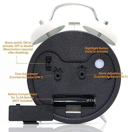 Twin Bell Metal Frame Alarm Clock Silver