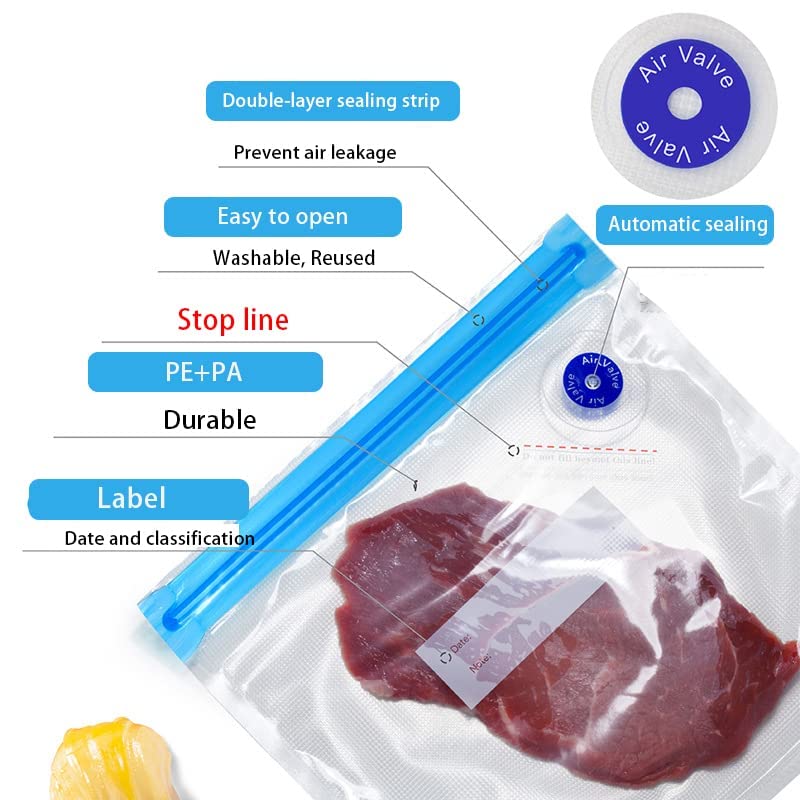 FOOD VACUUM BAG - 10 PACK WITH FREE PUMP