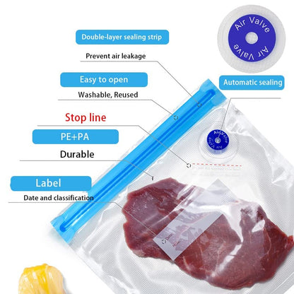 FOOD VACUUM BAG - 10 PACK WITH FREE PUMP