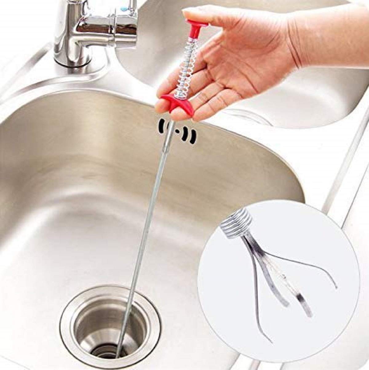 Sink Cleaning Pipe Drain Cleaner Hair Catcher Wire for Kitchen Drainer Spring Stick Strainer Cleaning Tool (1 Pcs) - 60 cm