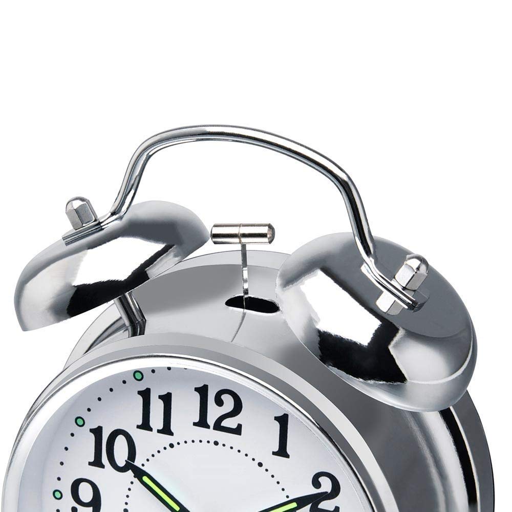 Twin Bell Metal Frame Alarm Clock Silver