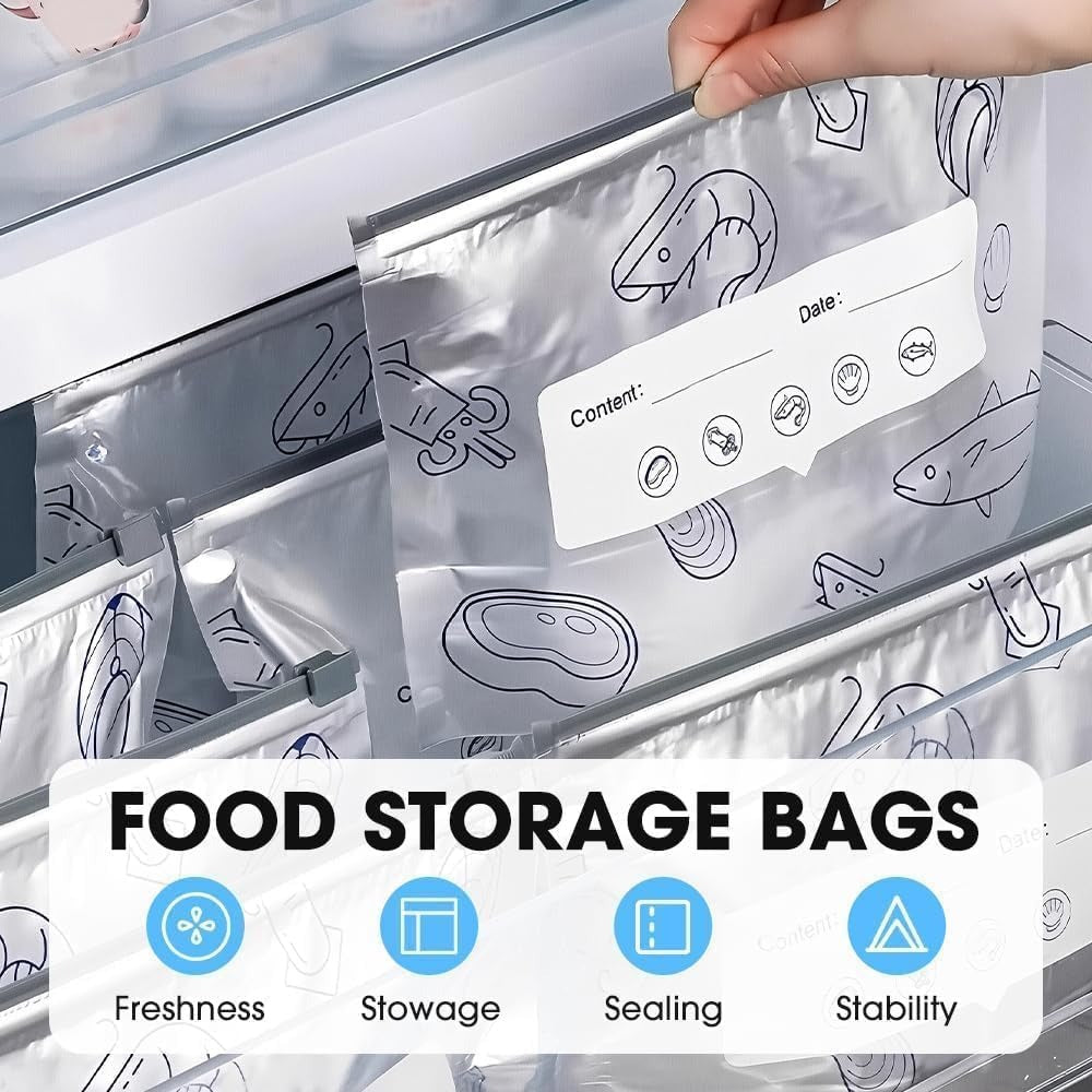 Aluminum Foil Sealable Storage Bags Label and Zip Lock (SET OF 10 PCS)