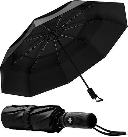 UV protection Black Umbrella Automatic open close for rain and sun protection umbrella for men women kids boys girls big size large three fold