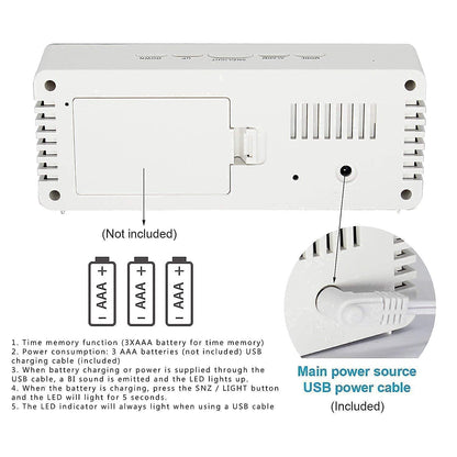 Digital LED Mirror Alarm Clock for Table Smart Alarm Clock for Students Heavy Sleepers with Sensor Date and Temperature for Office Home & Bedroom