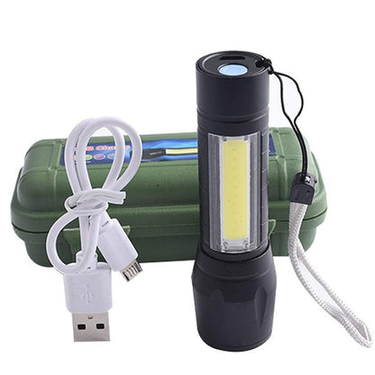 2 in 1 Led Flashlight Zoom Light Mini Size Telescopic Portable Torch with Pen Clip Outdoor Other Camping, Aluminum, 200 lumens