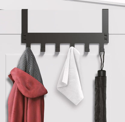 Heavy Duty CarbonMetal Over Door Hanger for Cloths, Drill Free Door Hanging Hooks Suitable for Bathroom, Bedroom, Kitchen | Scarf, Coat, Towel Holder | Removable Door Hanger | Carbon Steel