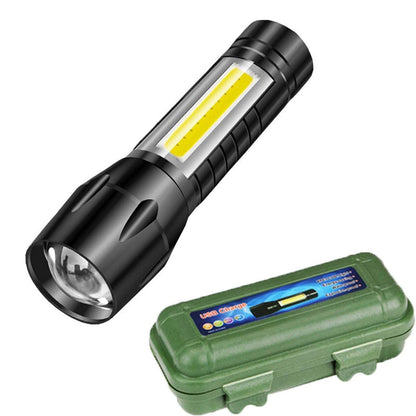 2 in 1 Led Flashlight Zoom Light Mini Size Telescopic Portable Torch with Pen Clip Outdoor Other Camping, Aluminum, 200 lumens