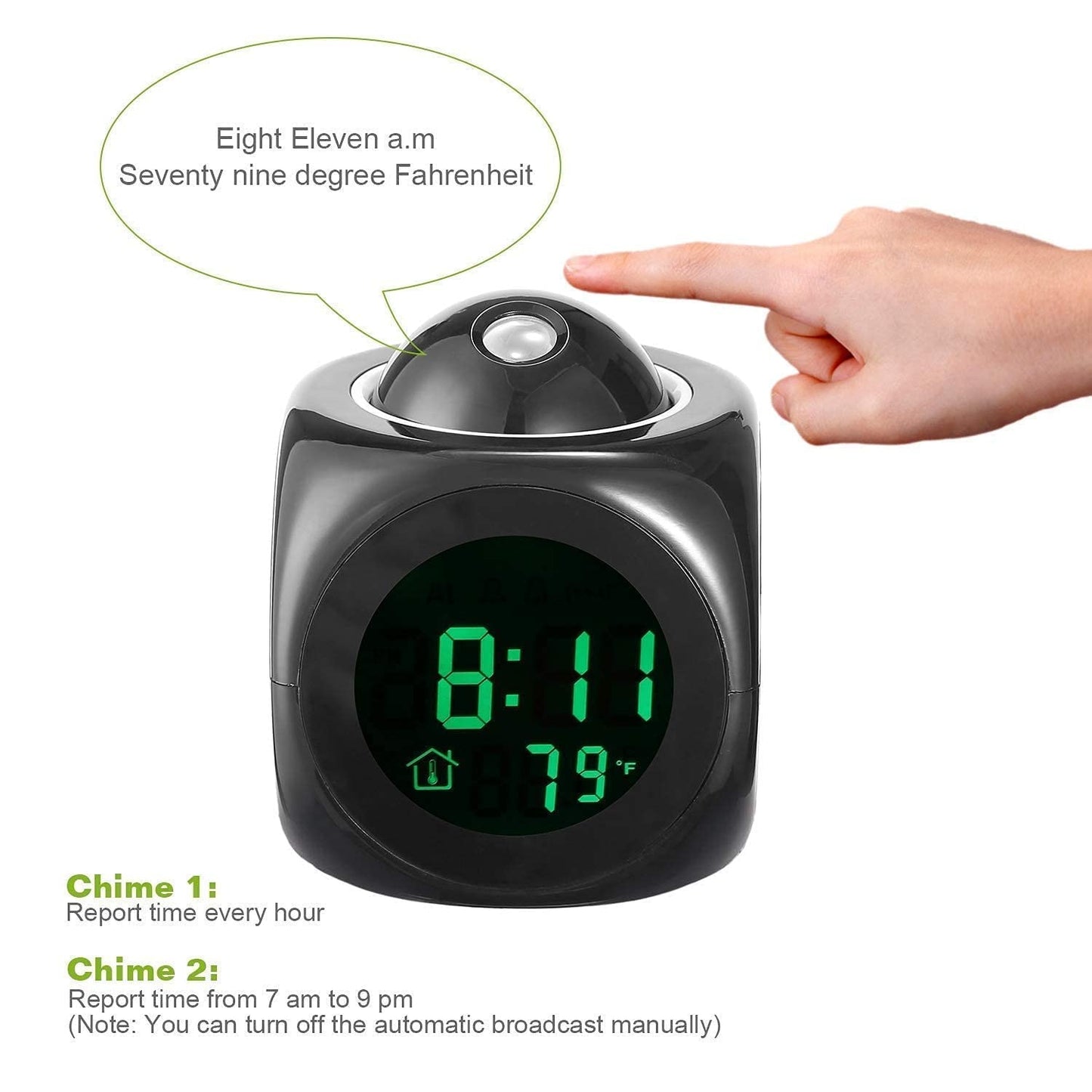 Digital LCD Projector Alarm Clock Wall Projection LCD Screen Snooze Alarm Display Time Voice Alarm LED Back Light