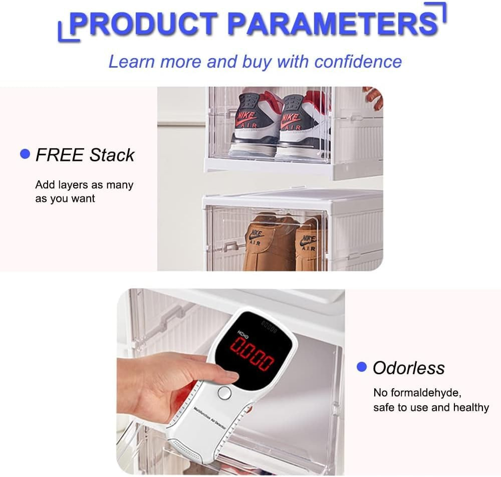 Plastic Stackable Cabinet Foldable Shoe Rack Container Transparent Shoe Sneaker Box (Shoe Rack, 4 Layer)