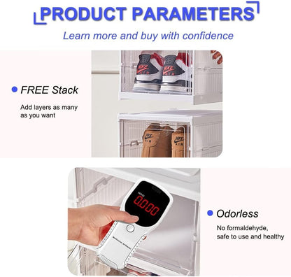 Plastic Stackable Cabinet Foldable Shoe Rack Container Transparent Shoe Sneaker Box (Shoe Rack, 4 Layer)