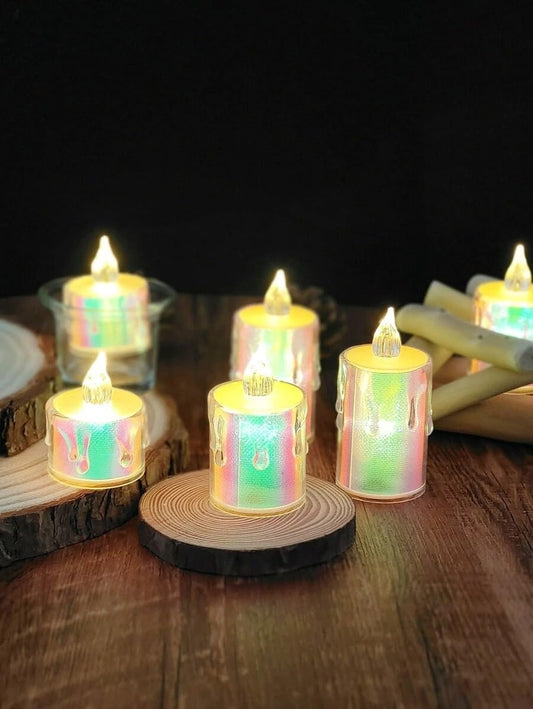 Acrylic Led Tea Light 3 inch Candle rainbow color pack of 6