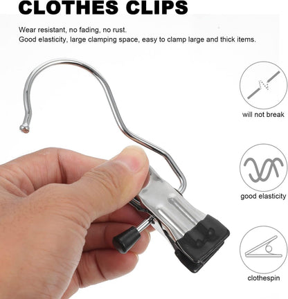 Laundry Hook Boot Hanging Hold Clips Portable Hanging Clothes Pins Hanging Hooks Stainless Steel Home Travel Hangers Heavy Duty Organizer Pants Shoes Clip