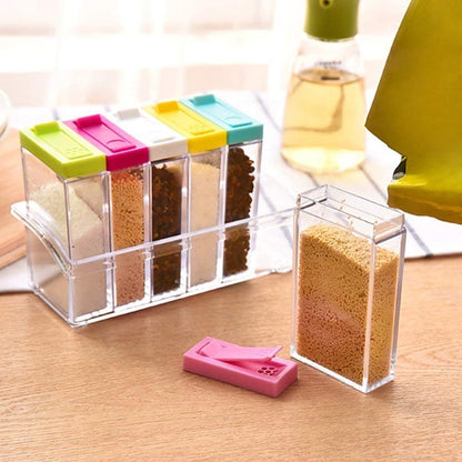 Crystal Seasoning Box Pepper Salt Spice Rack Set of 6 Masala Box Kitchen Dispenser Masala Rack Easy Flow Storage Containers Box