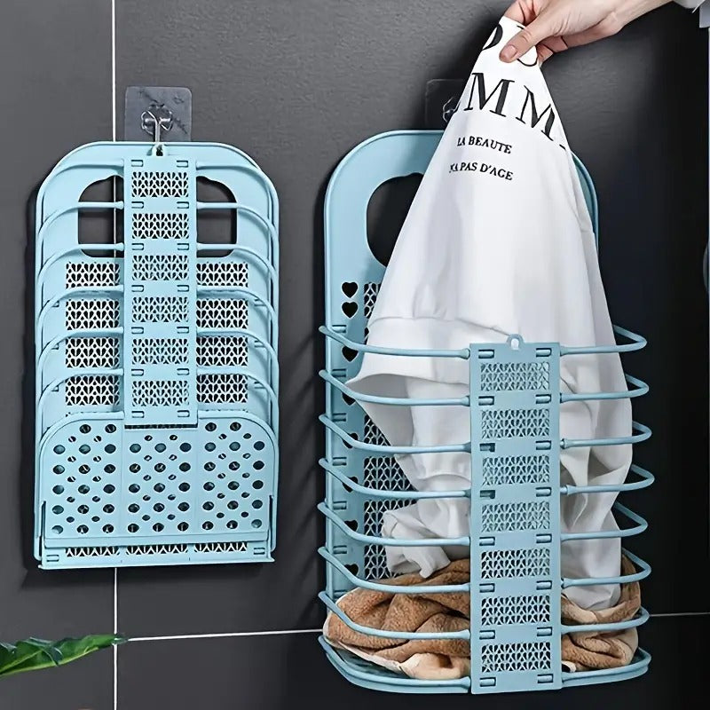 Plastic Laundry Hamper Bag for Bathroom, Bedroom, Kitchen, Home, Office || Wall Mounted Bathroom Hanging Foldable Laundry storage Basket for Dirty Clothes