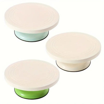 Revolving Cake Turn Table Or Cake Round Decorating Stand - 28Cm + 4Pc Cake Decorating Fondant (White)|Sugar Craft Cake Combo