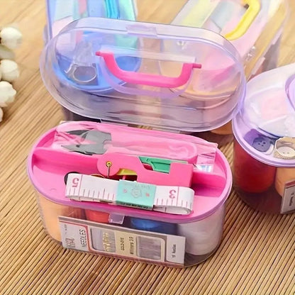 Portable Travel Sewing Kits Box with Color Needle Threads Scissor pin Hand Work Sewing Box Handwork Sewing Accessories