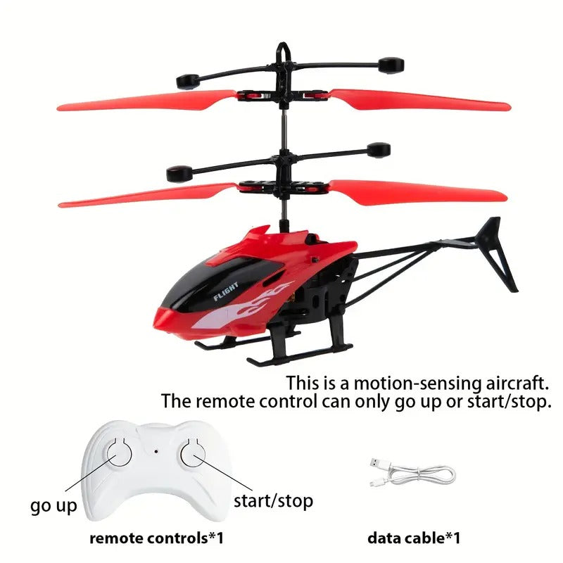 Outdoor and Indoor Flying Helicopter with Hand Induction Watch | Electronic Radio RC Remote Control Toy | Charging Helicopter with 3D Light & Safety Sensor for Kids (Multi Color)