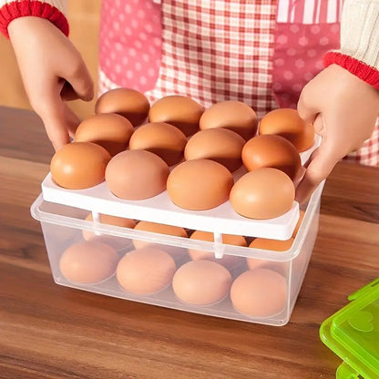 24 Grid Square Egg Storage Box - Egg Refrigerator Storage Tray Abs Plastic Egg Storage Containers For Fridge And Kitchen Egg Storage Bins Basket With Carry Holder