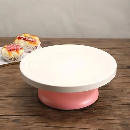 Revolving Cake Turn Table Or Cake Round Decorating Stand - 28Cm + 4Pc Cake Decorating Fondant (White)|Sugar Craft Cake Combo