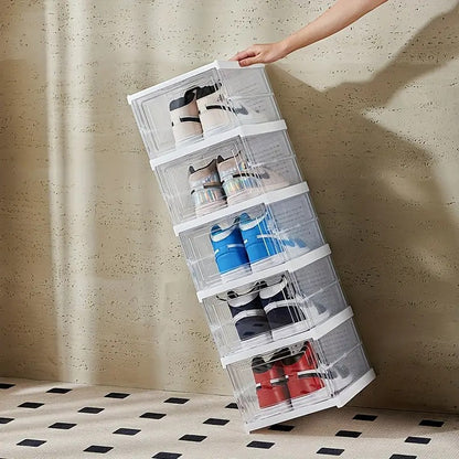 Shoe Rack (6-Layer) Foldable Sneakers Box | Storage Organizer for Shoe, Slippers & Books | Storage Rack for Living Room | Multipurpose Cabinet Organizer | White