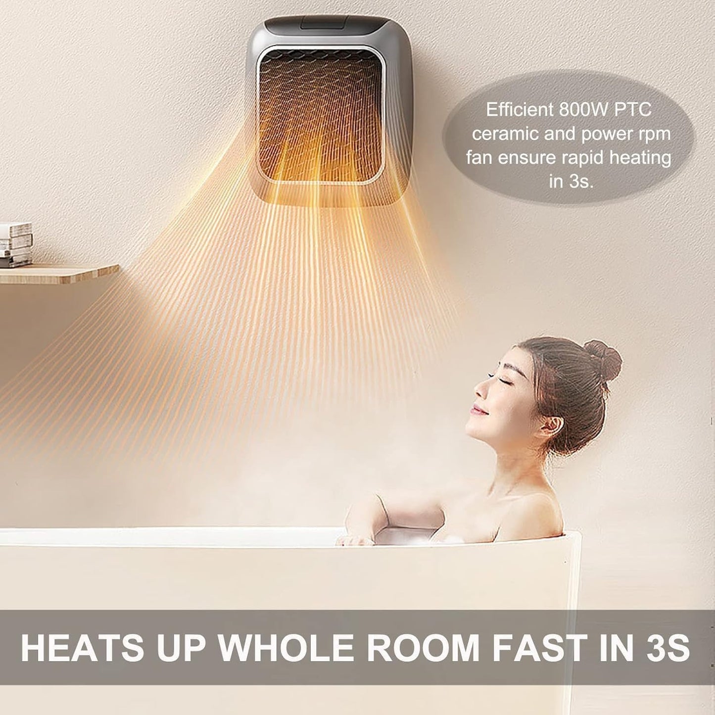 Wall-Mounted Electric Convector Heater – Silent Infrared Fan Stove for Bathroom, Bedroom & Greenhouse