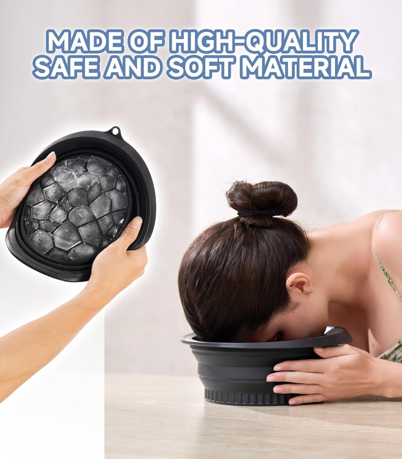 Face Bowl for Ice with Built-in Ice Tray – Collapsible Silicone Facial Ice Bath Bowl for Cold Plunge Therapy, Skin Tightening & Acne Relief – Portable Spa Tool for Home & Travel