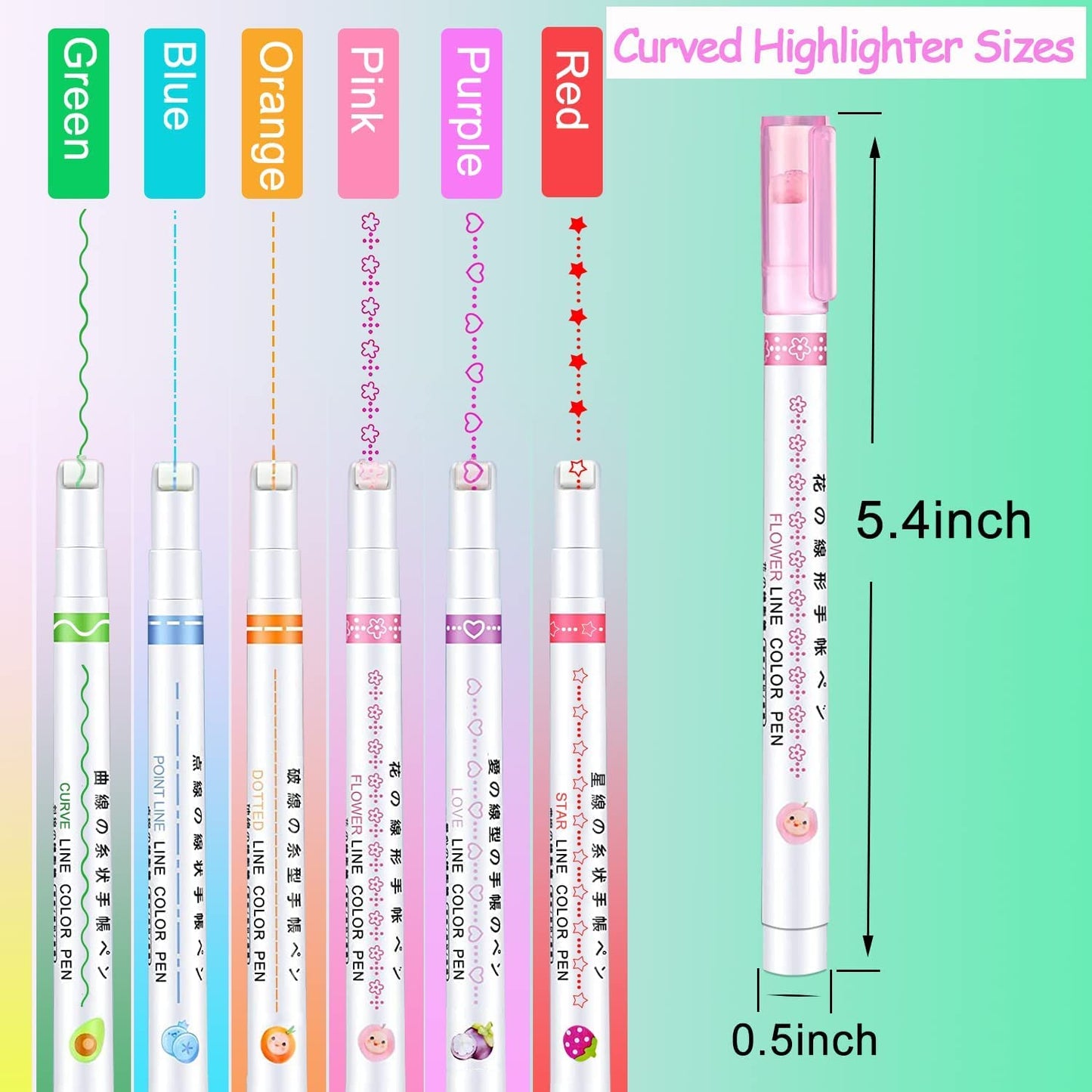 LINEAR ROLLER COLOR PENS HIGHLIGHTERS WITH 6 PC