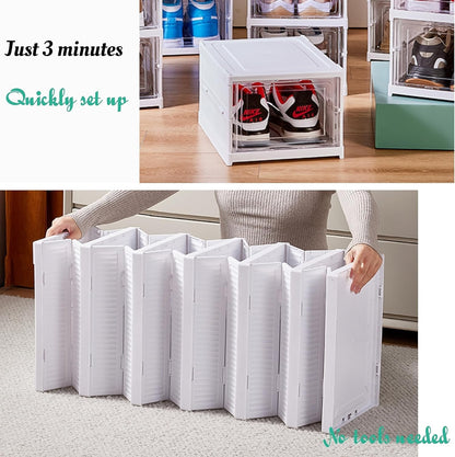 Plastic Stackable Cabinet Foldable Shoe Rack Container Transparent Shoe Sneaker Box (Shoe Rack, 4 Layer)