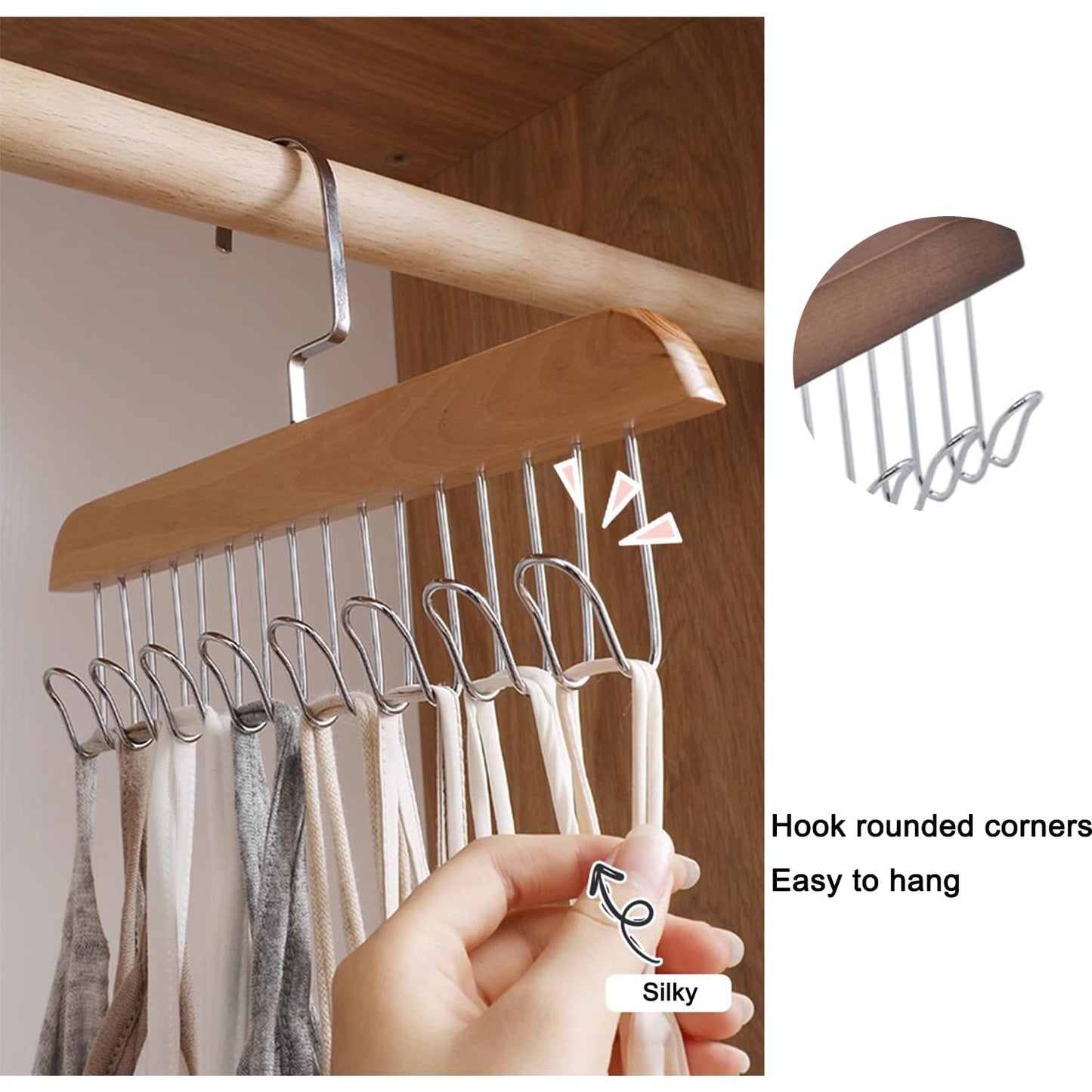 Wooden sling hanger multi-functional underwear vest tie hook