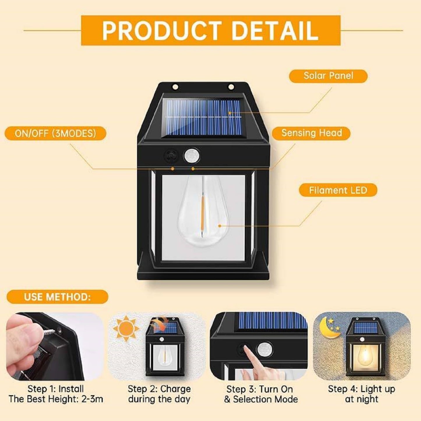 Outdoor Solar Wall Lamp Outdoor Waterproof