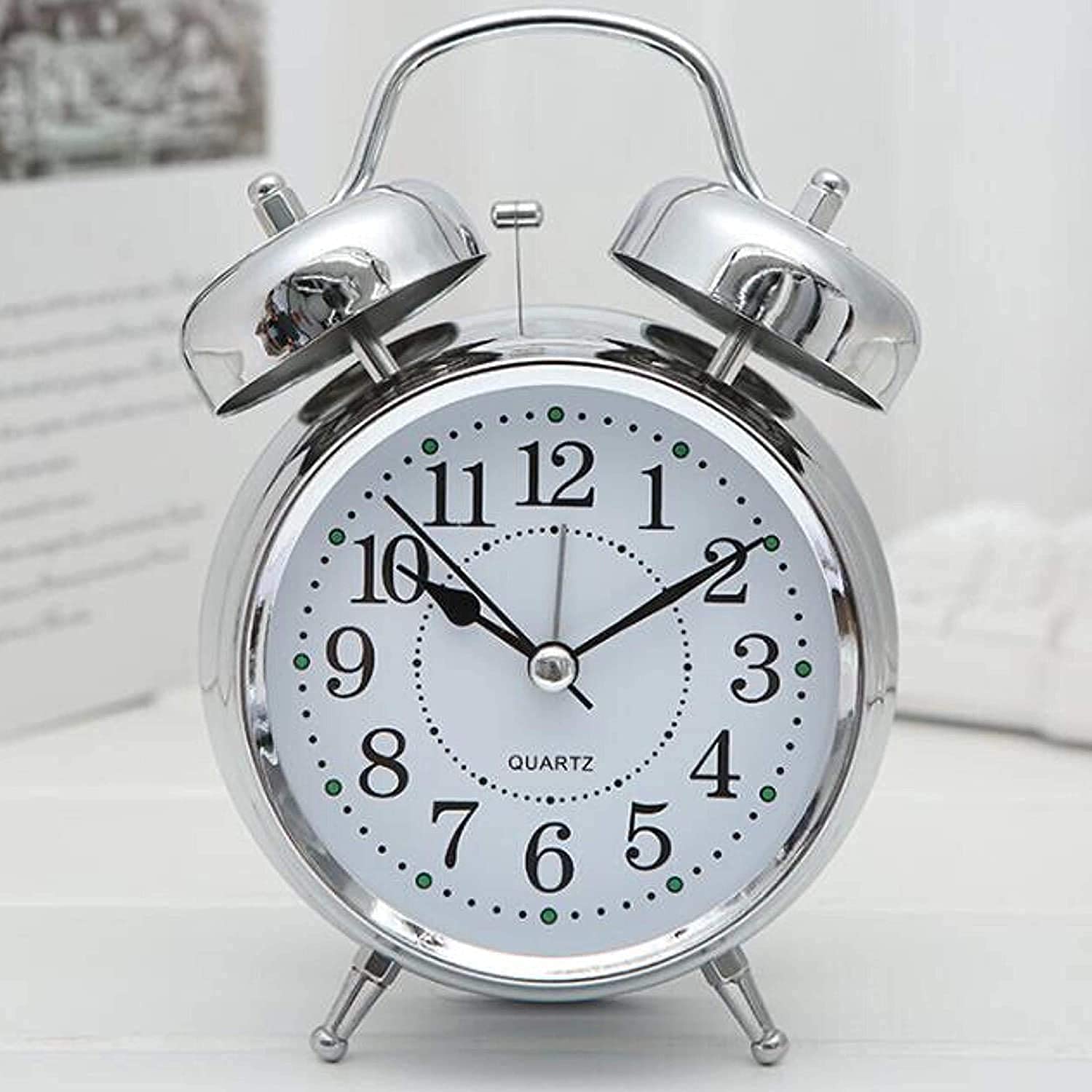 Twin Bell Metal Frame Alarm Clock Silver