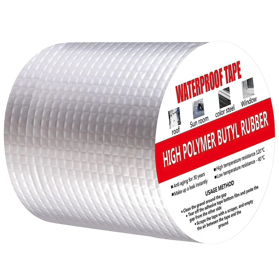 Leakage Repair Waterproof Tape for Pipe Leakage Roof Water Leakage Solution Aluminium Foil Tape Waterproof Adhesive Tape Sealing Tape for Surface Crack, Pipe Rupture (10CM x 5M)