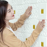 Wallpaper Stickers PE Foam Brick Design Golden tikdi