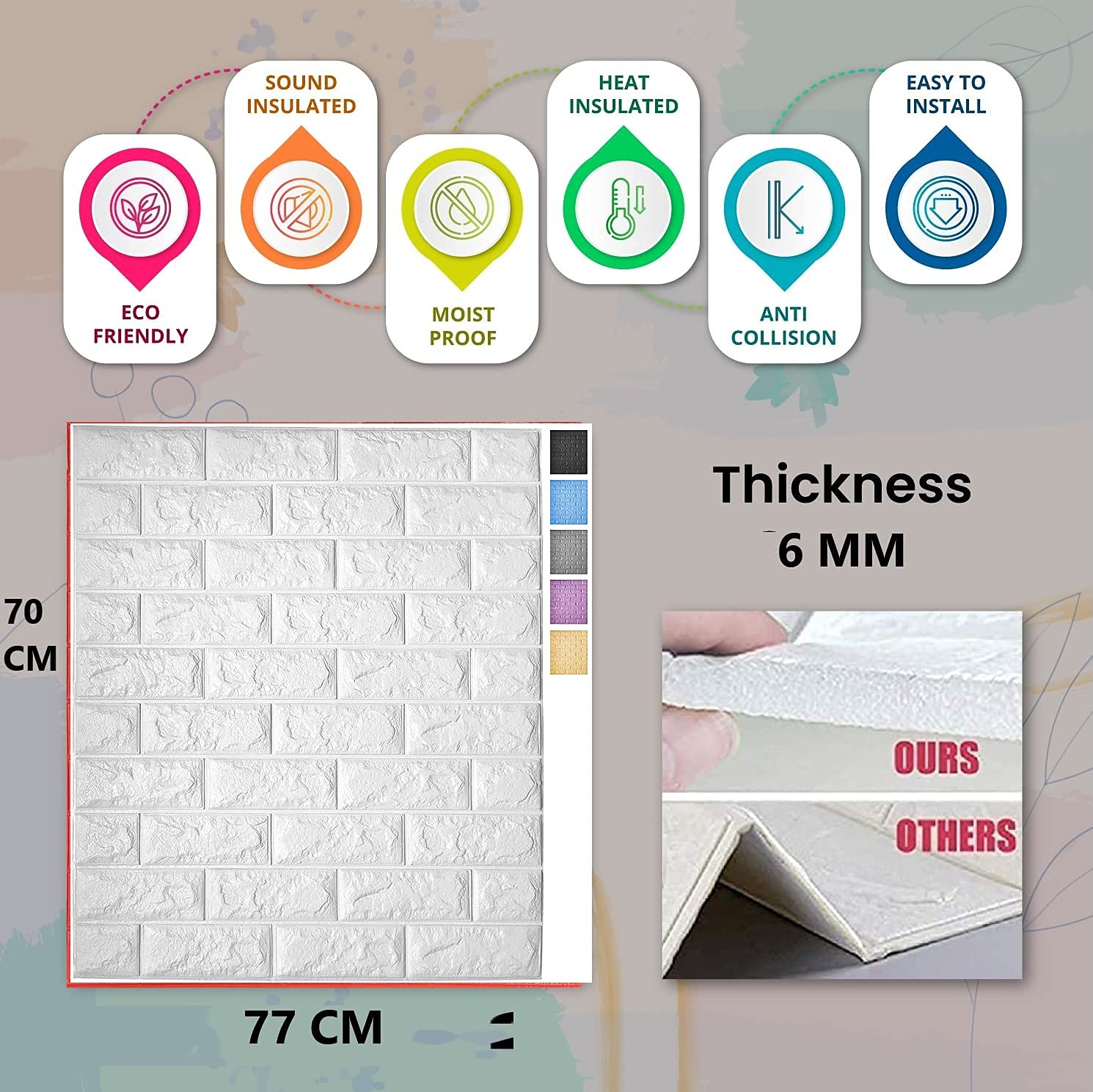 Self Adhesive PE Foam Brick Design 3D Wall Stickers