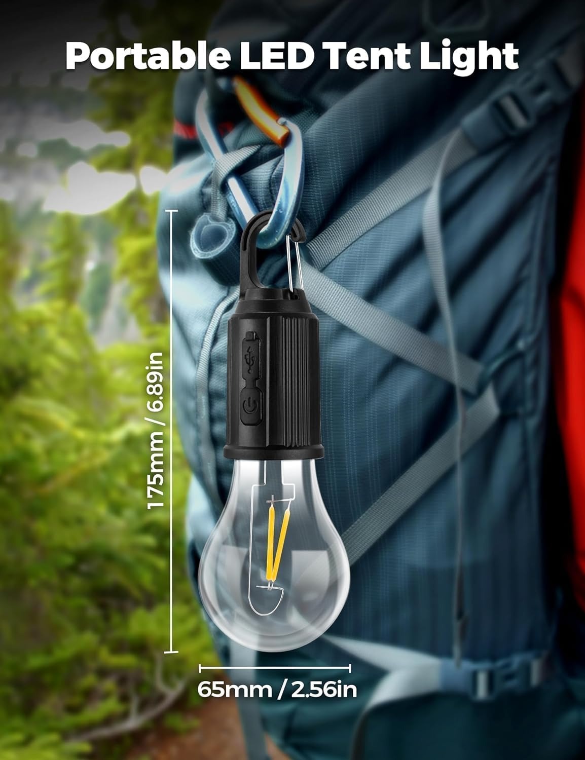 Rechargeable LED Light Bulb, Waterproof LED Tent Lights with USB Cable, 3 Modes Camping Lantern, Hanging Lamp for Hiking, Emergency, Camping, Household, & Car Repairing