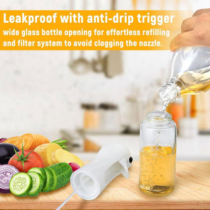 Oil Sprayer for Cooking - 210ml Oil Dispenser Bottle Spray Mister - Portable Refillable Food Grade Oil Vinegar Spritzer Sprayer Bottles for Kitchen, Air Fryer, Salad, Baking, Grilling, Frying