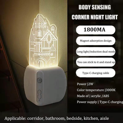 Motion sensor corner magnetic suction light