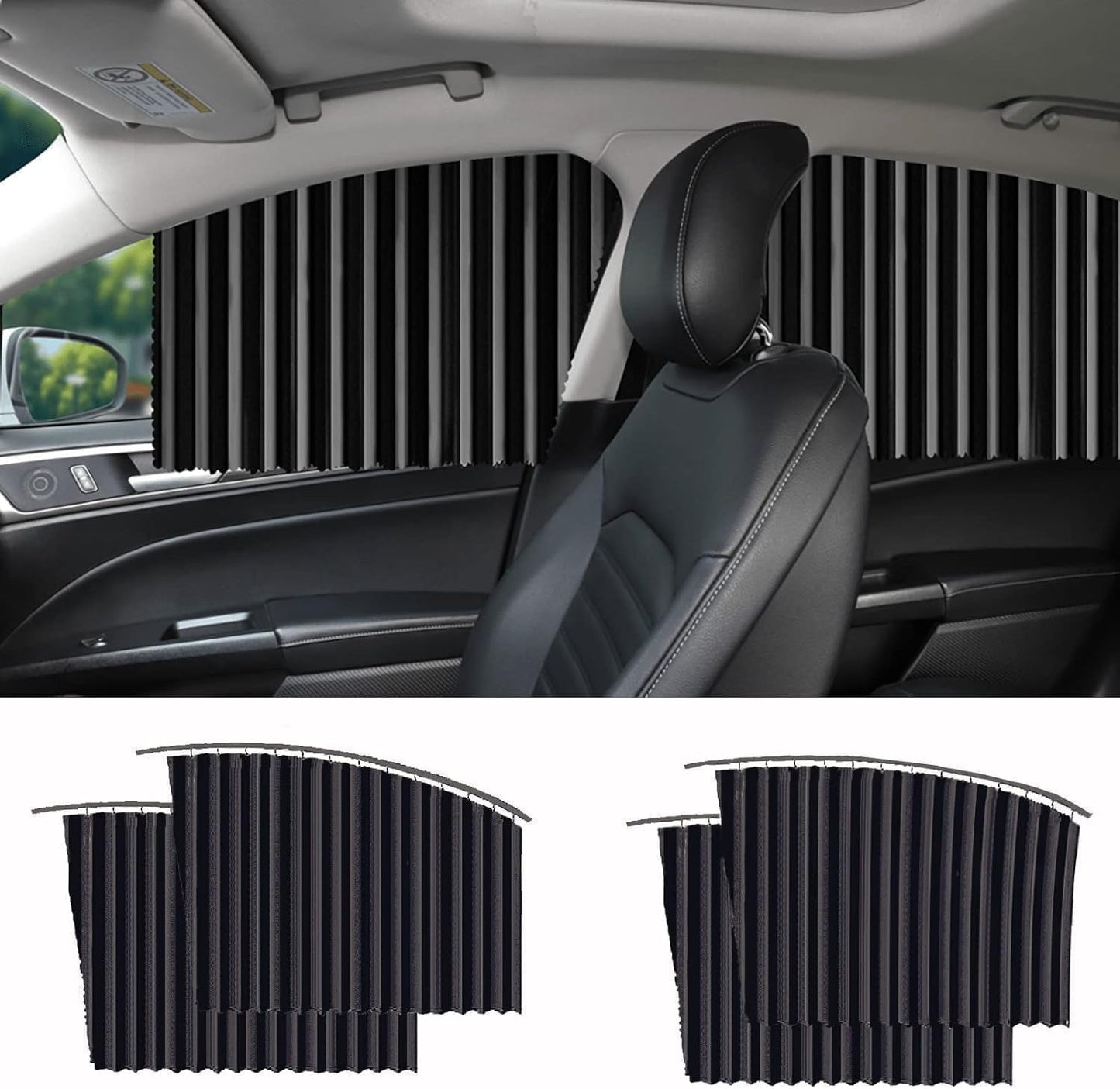 4pcs Car Privacy Curtains (Black)