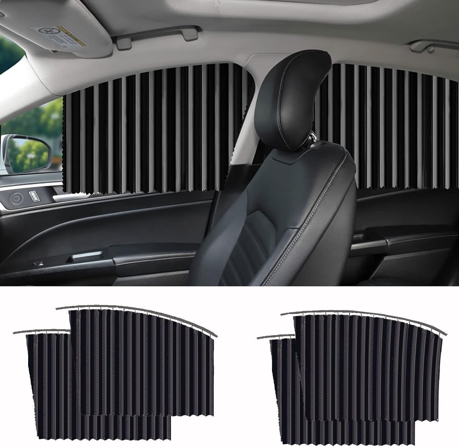 4pcs Car Privacy Curtains (Black)