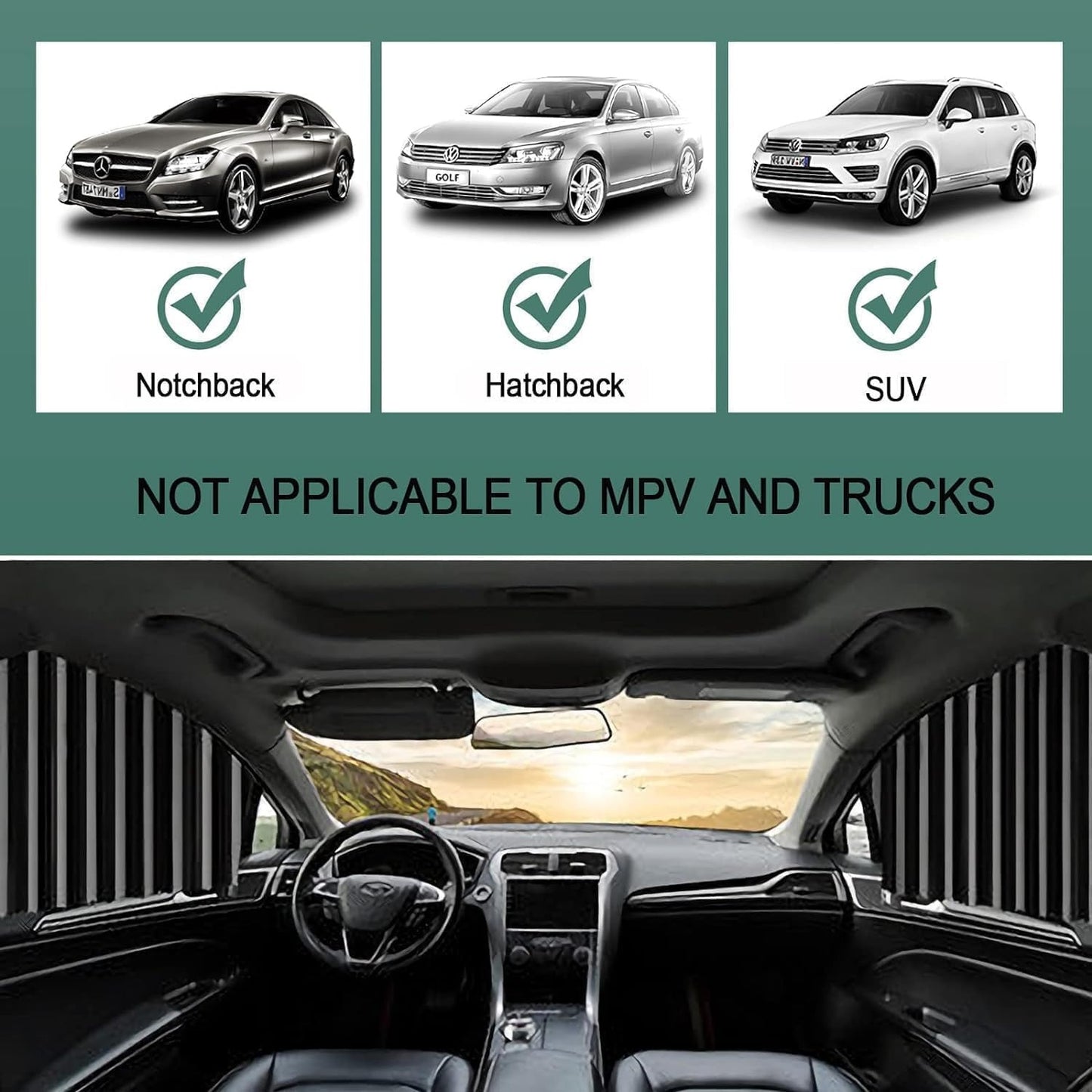 4pcs Car Privacy Curtains (Black)