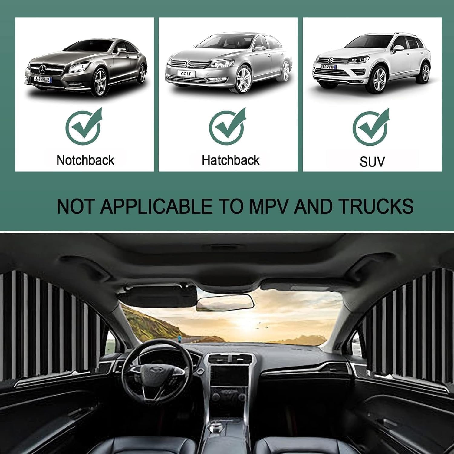 4pcs Car Privacy Curtains (Black)