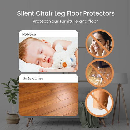 Felt Bottom Chair Leg Covers, Soft Silicone Furniture Foot Protector Pads, 16 Pcs Free Moving Table Leg Covers, Stool Leg Protectors Caps to Prevent Floor Scratches and Reduce Noise